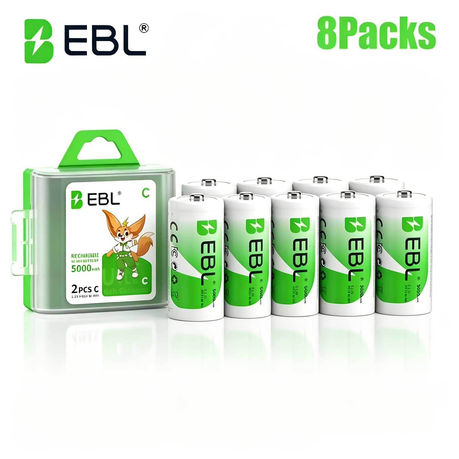 Image of Ebl 4/8/12pack Ni-mh Battery C R14 1.2v Battery, Rechargeable C Cell Ni-mh Battery With Storage Box, Mono C Battery For Gas Stove, Electric Toy Car, Electronic Organ, Water Heater, Radio, Flashlight