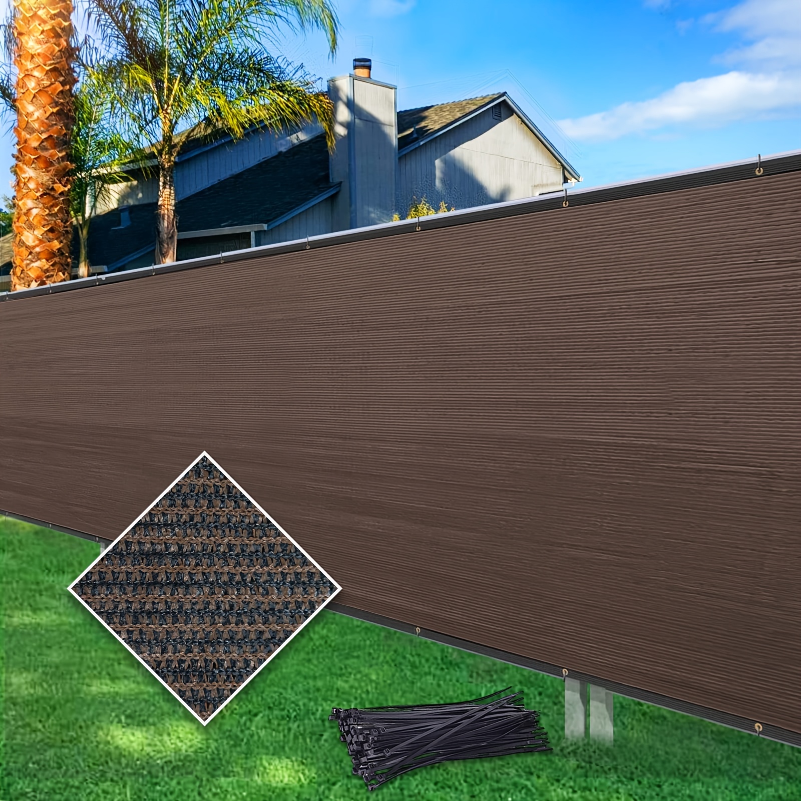 

Heavy-duty Privacy Screen Fence 6ft X 25ft - 90% Blockage, Protection, For Backyard, Patio, Garden, Balcony - Mesh Shade Net Cover With Brass Grommets