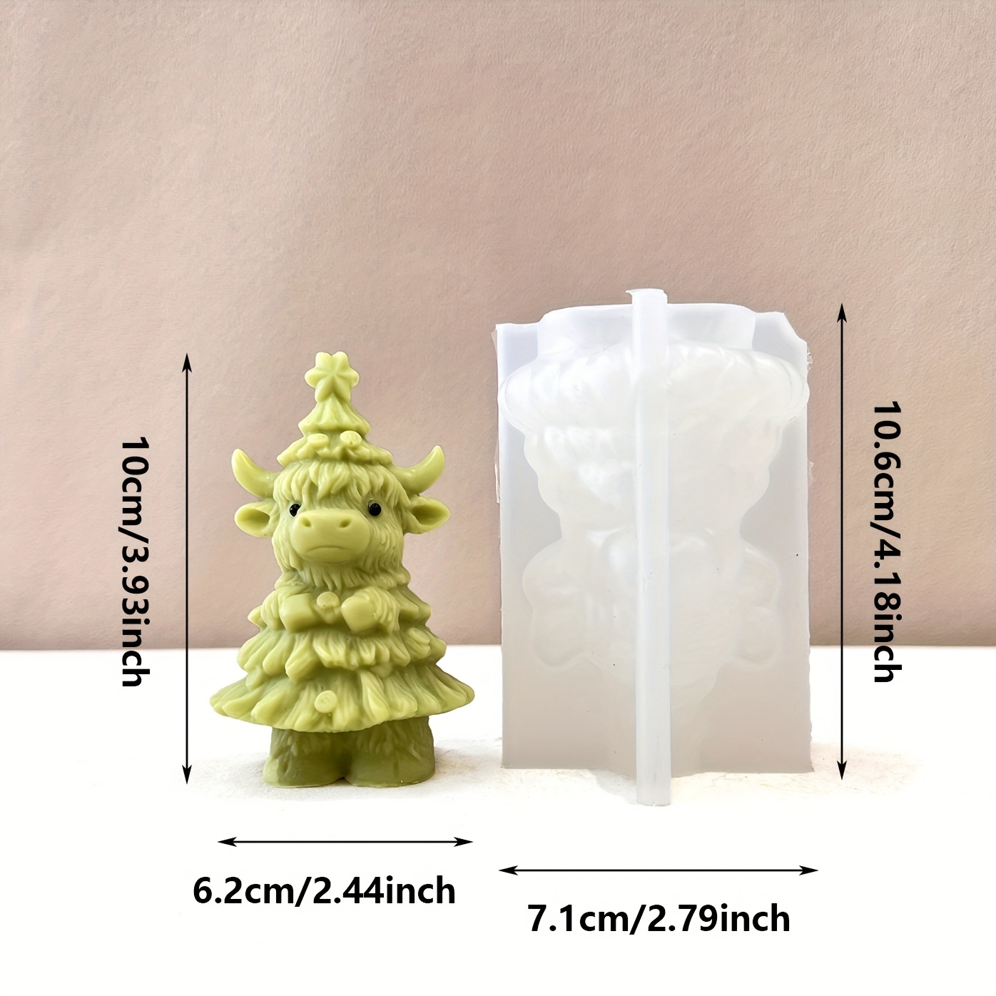 Image of Resin Liquid Mold, New Scottish Highland Cow Christmas Tree Silicone Mold, Christmas Gift Mold Suitable For Epoxy Resin, Scented Candles, Plaster, Cement, Polymer Clay