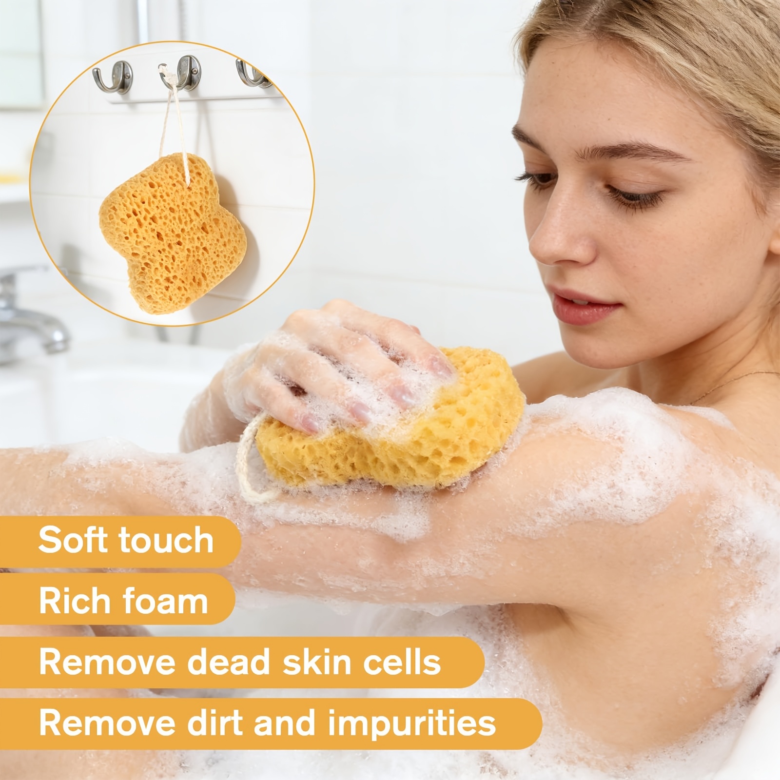 3pcs Unisex Exfoliating Bath Sponges, Larger Size