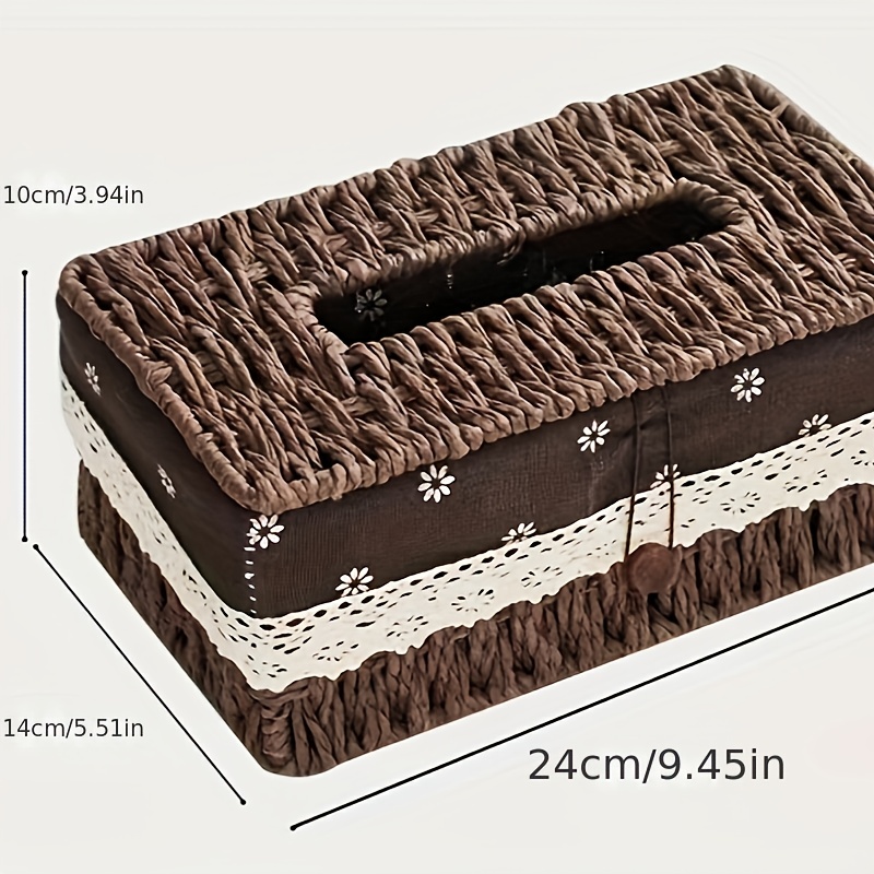 creative woven tissue paper storage box hand woven grass woven tissue paper box portable napkin storage box suitable for home and office   Product details 5