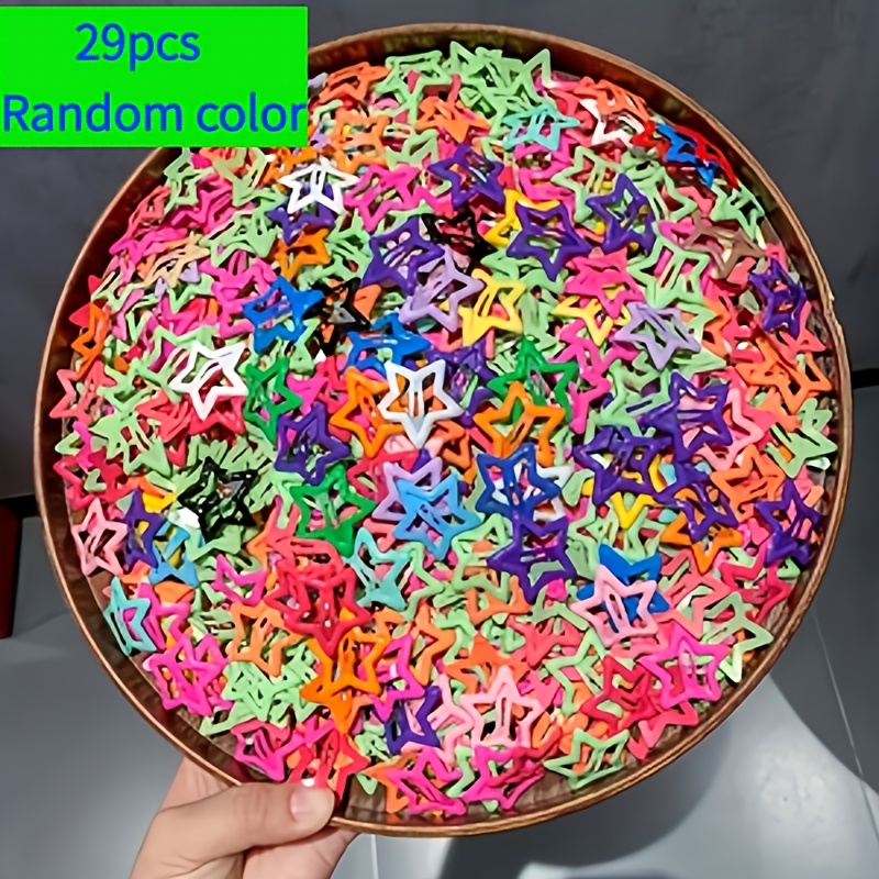 TEMU 29pcs Mixed Color Hairpin Set, Candy Color Five-pointed Star Hairpin, Bohemian Style Chic Headwear, Cute Y2k Style Party Additions, Ideal For