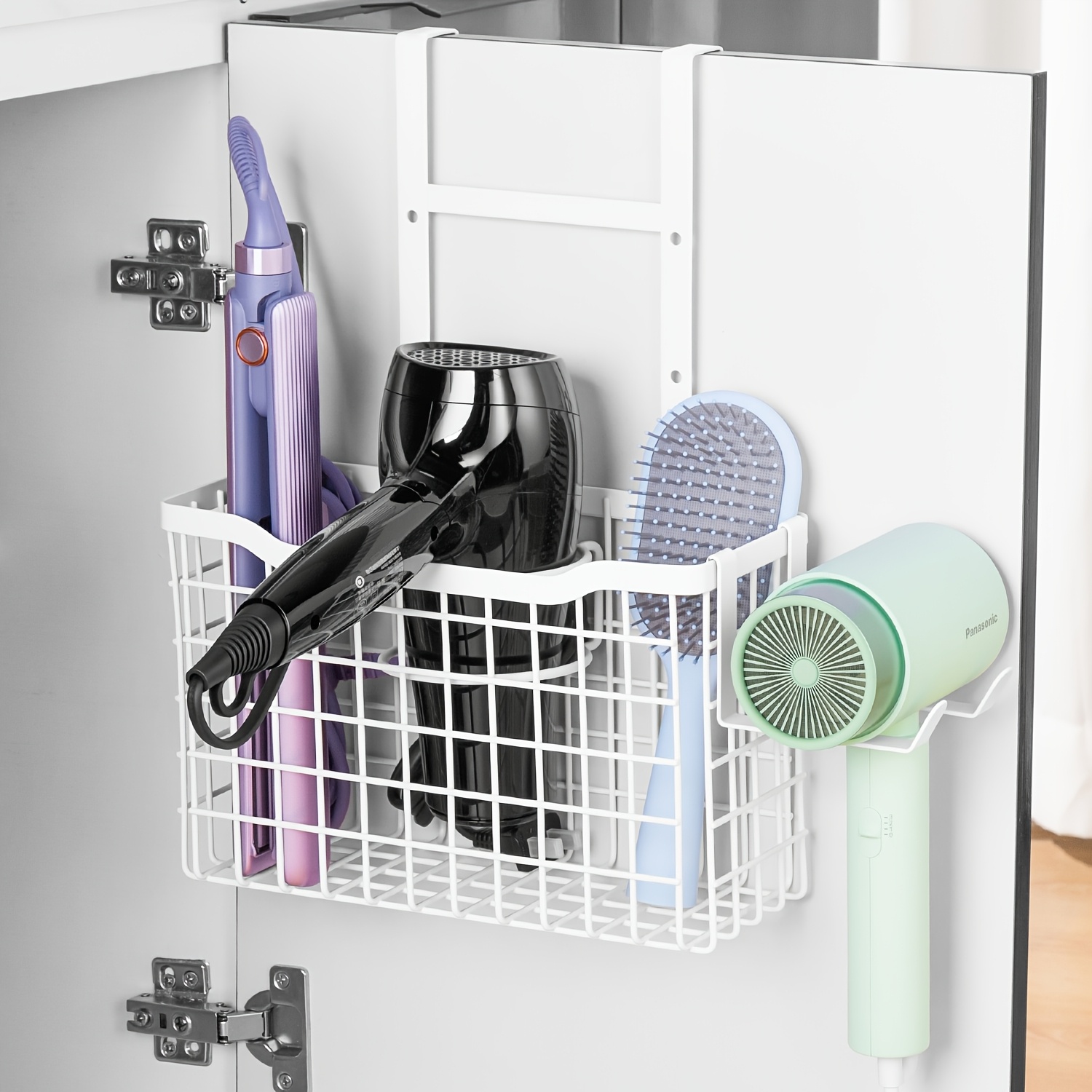 TEMU Plateaux de salle de bain Organisateur d'outils pour cheveux - Support de sèche-cheveux 3 Hauteur réglable, Organisateur de salle de bain Porte