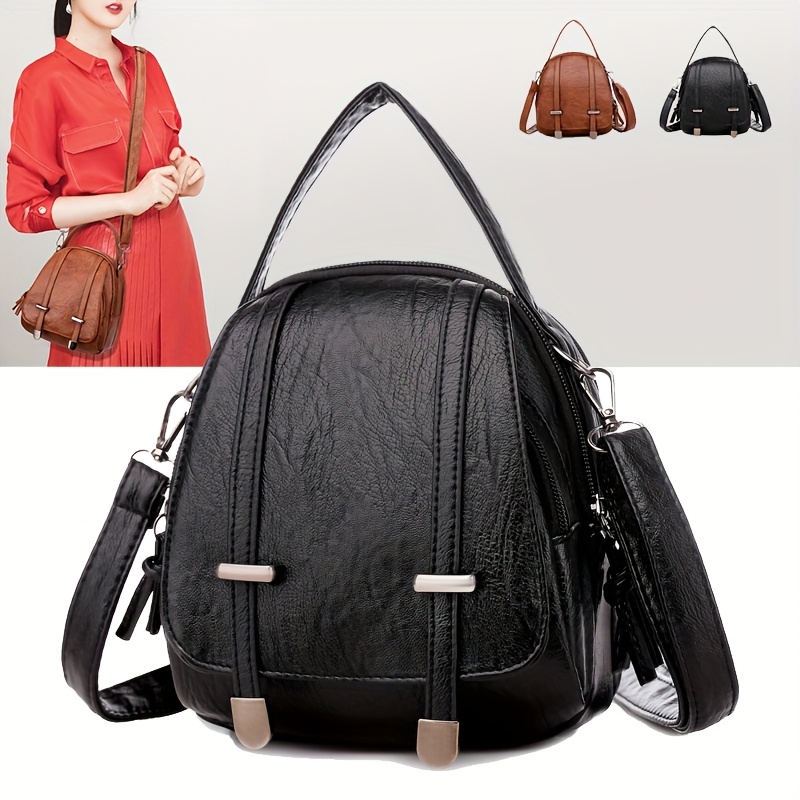 mini womens fashion vintage crossbody bag solid color small handbag for daily commuting single shoulder bag with multiple pockets and compartments lipstick wallet travel double shoulder bag Product details 1