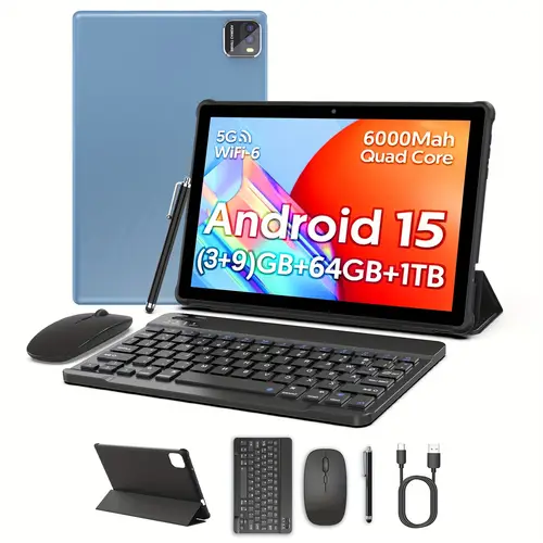 14 tablet 10 1 core cpu wifi 6 3gb 64gb 1tb expandable storage 2 8mp 6000mah battery with keyboard case stylus no charging for work school entertainment productivity tablet sleek tablet usbc reversible design