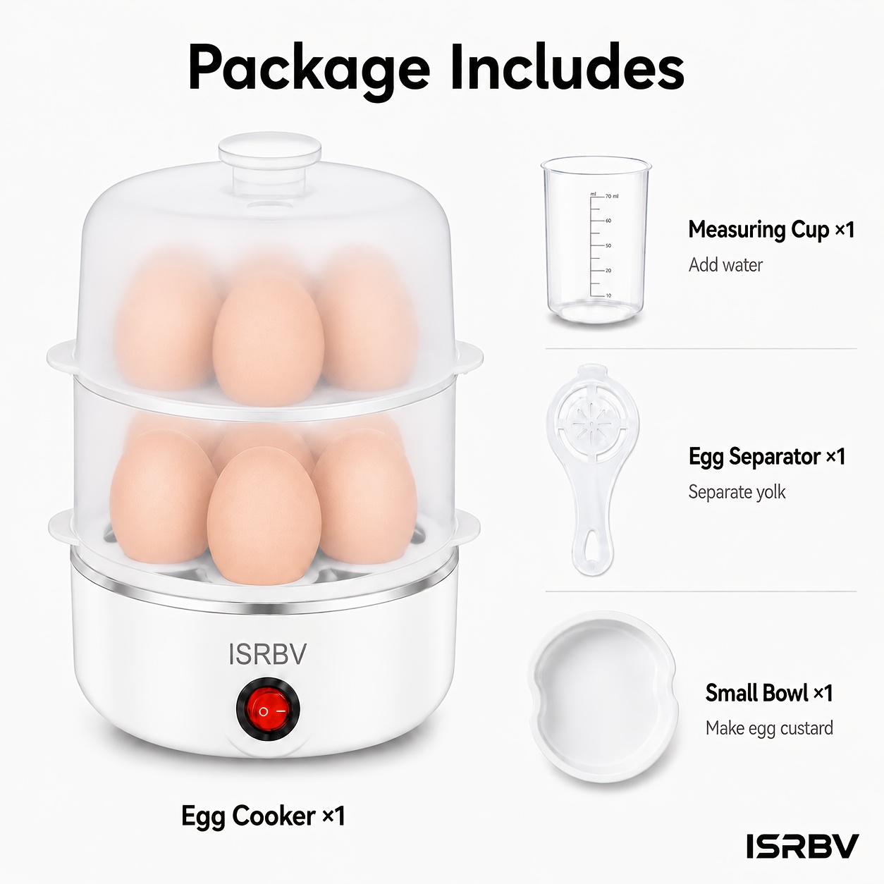 TEMU Single/double Layer Electric Egg Cooker, Stainless Steel Heating Plate, 7/14 Eggs , Quickly Cook Eggs, Boil Water-boiled Eggs, Hard-boiled Eggs,