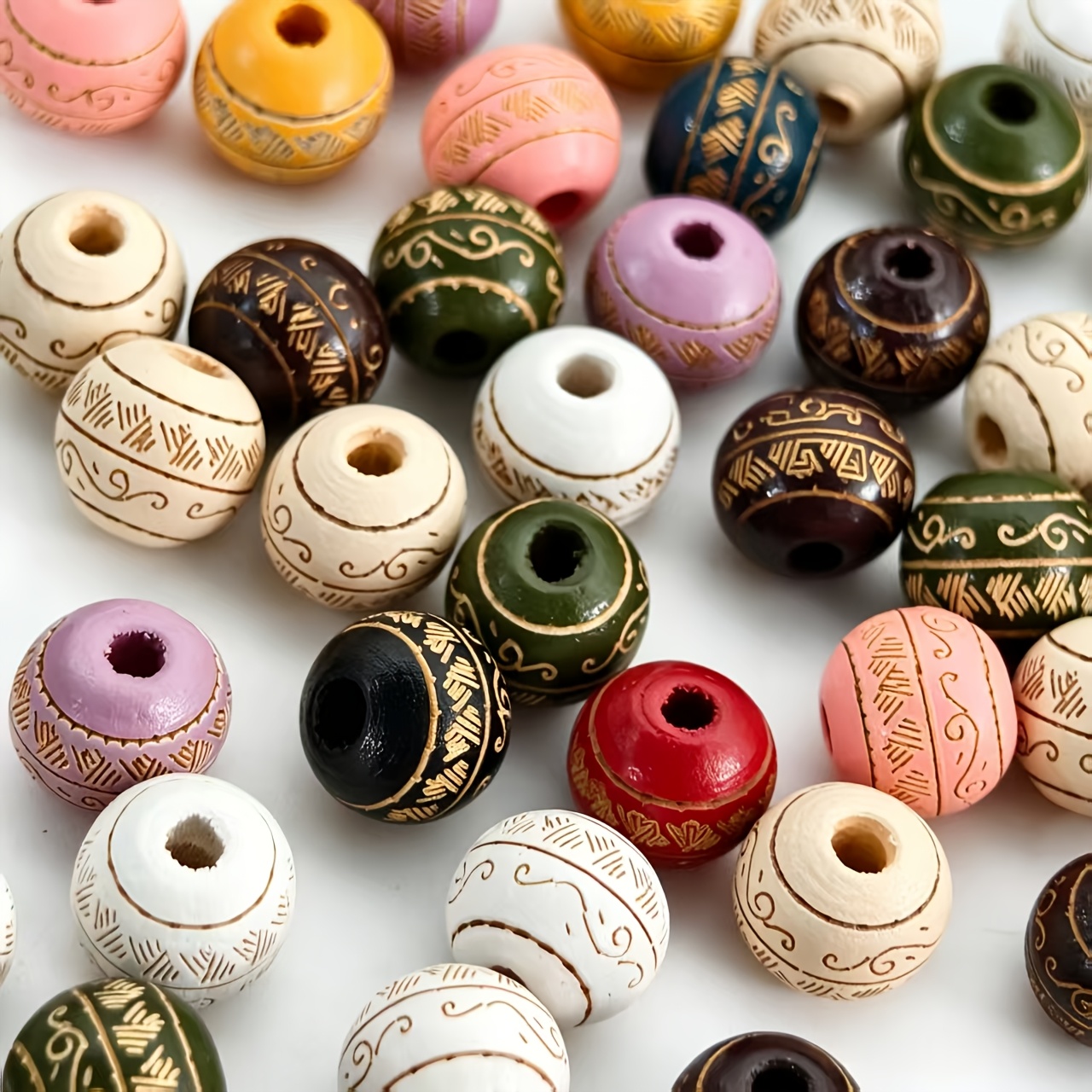 9pcs Large Hole Wooden Barrel Beads for Crafting