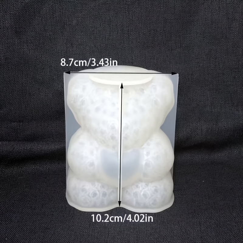 Image of [large Teddy Bear Candle Mold] [1pc 3d Teddy Bear Candle Mold] Silicone Bear Candle Mold, 3d Large Teddy Bear Resin Casting Mold, Rose Embossed Craft Soap Making Supplies, For Home Gifts