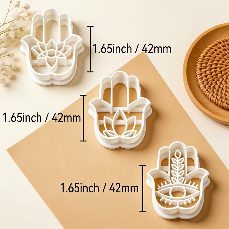 TEMU 3pcs Exquises et Élégantes Coupe-Pâte en Palmier Floral - Kit de Fabrication de Bijoux, Coupe-Pâte en avec Design de Moule Creux, Coupe-Pâte en
