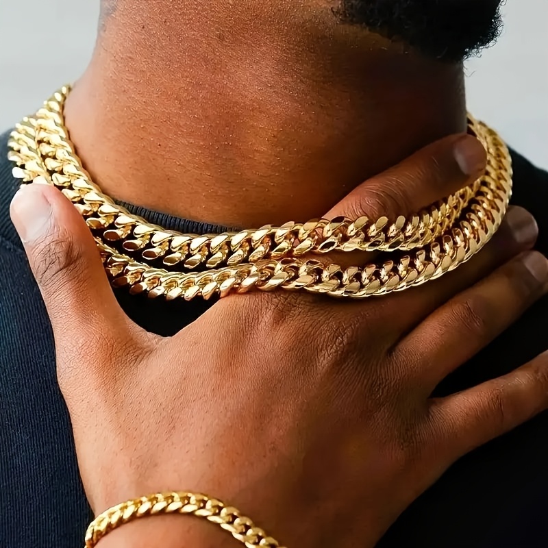 18K Plated Golden 5-Layer Cuban Link Chain, Gift for Her