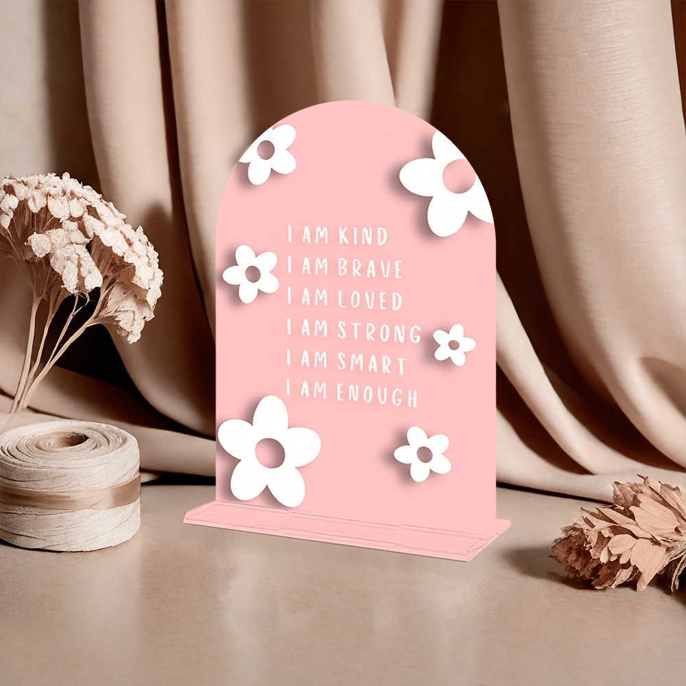 TEMU 2d Flat - [2d Flat] 2d Personalized Acrylic Stand - "i Am Kind, , , , , I Am Enough", Text/number Display, - Birthday, Anniversary, Mother's Day