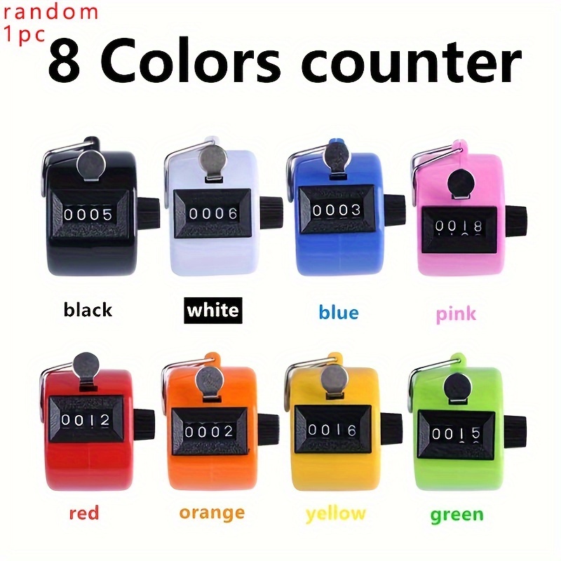 Image of 1pc Handheld 4 Digital Tally Counter Mechanical Manual Palm Clicker Number Count Assorted 8 Color Tally Counter Number Count (random Color)