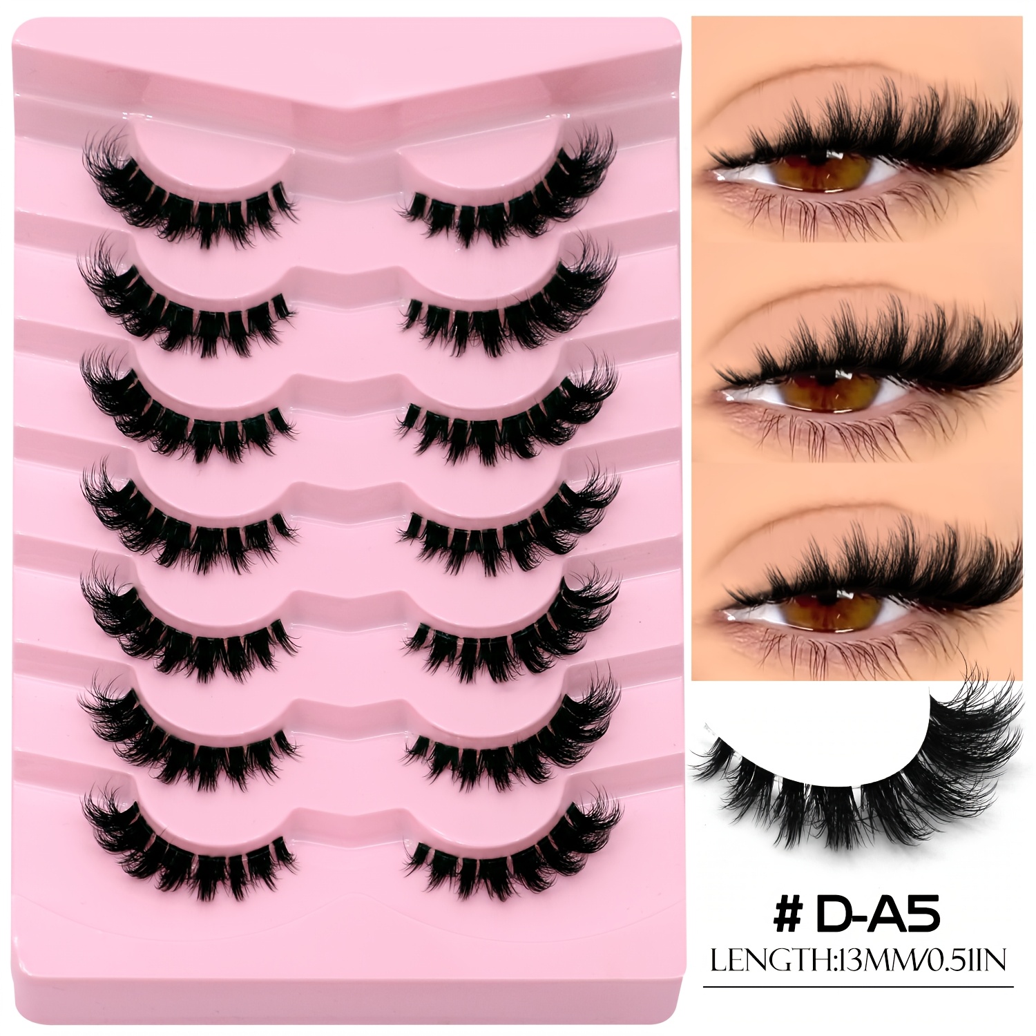 Lasvirey 7 Pairs Fluffy Cat Eyelashes D Wispy Fake Eyelashes Natural Look False Eyelashes 3d Mink Lashes Slim Lightweight Full Strip Lashes For Beginners, Daily, Parties, Festivals