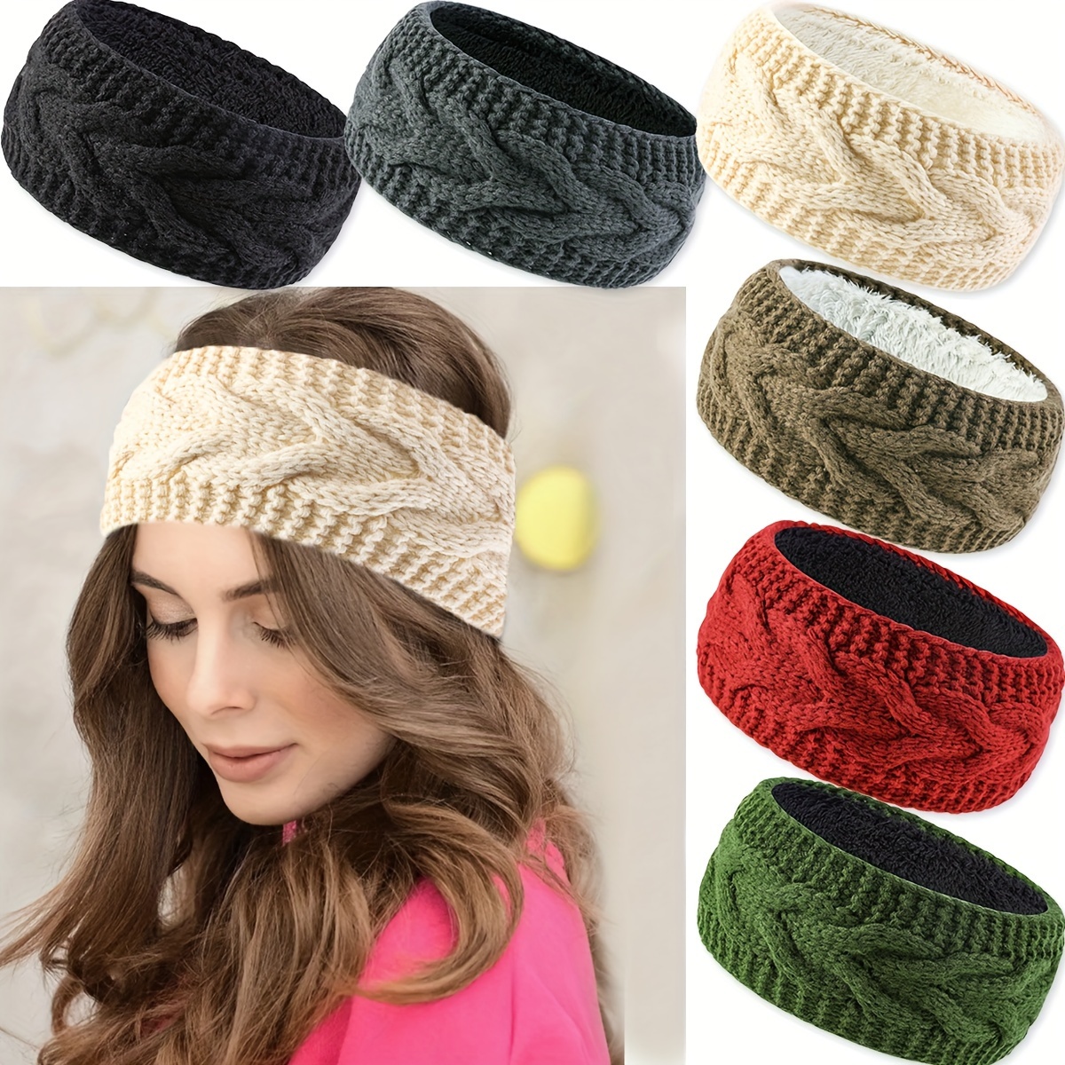 

Knit Headband - Fleece-lined, Hairband For And