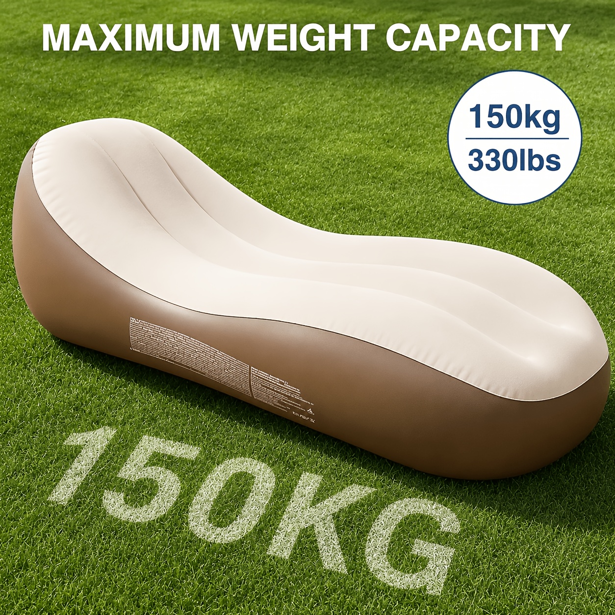 TEMU 2-in-1 Inflatable Sofa Bed With Built-in Backrest, Air Mattress With Deep Seat & High Back Support, Portable Blow Up Sun Lounger For Summer