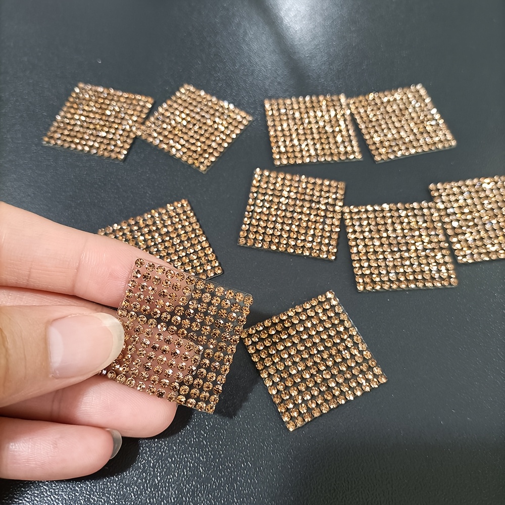 10pcs Self-Adhesive Square Shape Rhinestone Decals for DIY