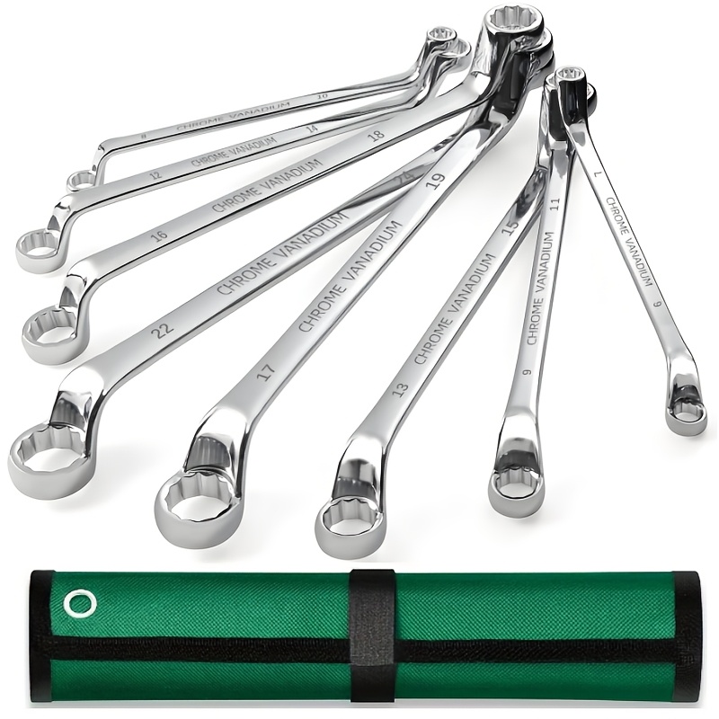 chave de caixa dupla   resistência conjunto de 8 peças métrico (6-24mm), aço    -molibdênio com tratamento antiferrugem,   bolsa de tecido e   de ferramentas,   profissional para mecânicos e entusiastas de diy