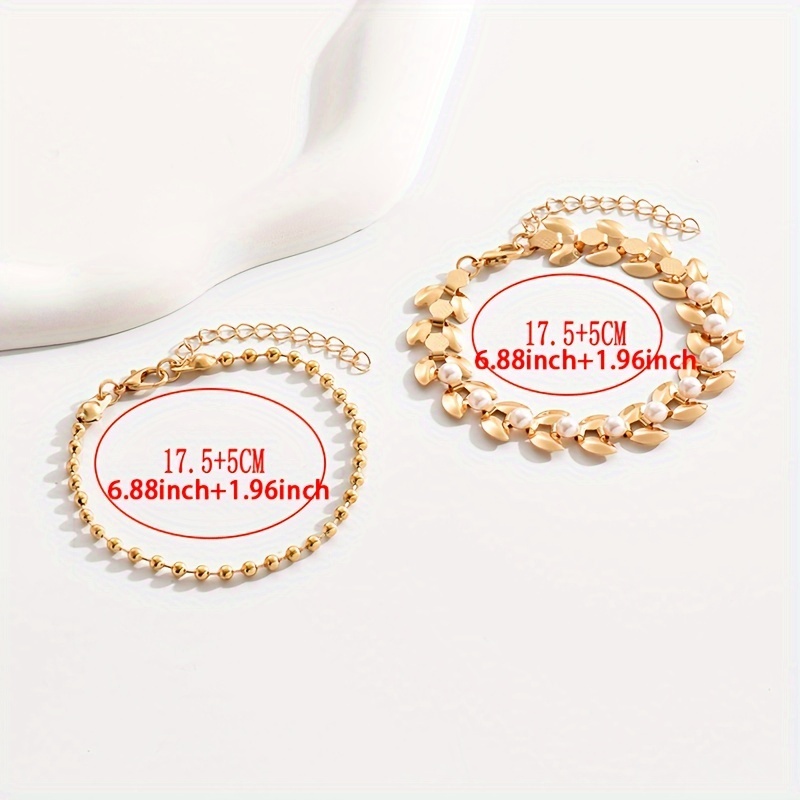 Golden Wheat Bracelets with Pearls Customizable Chain for Women