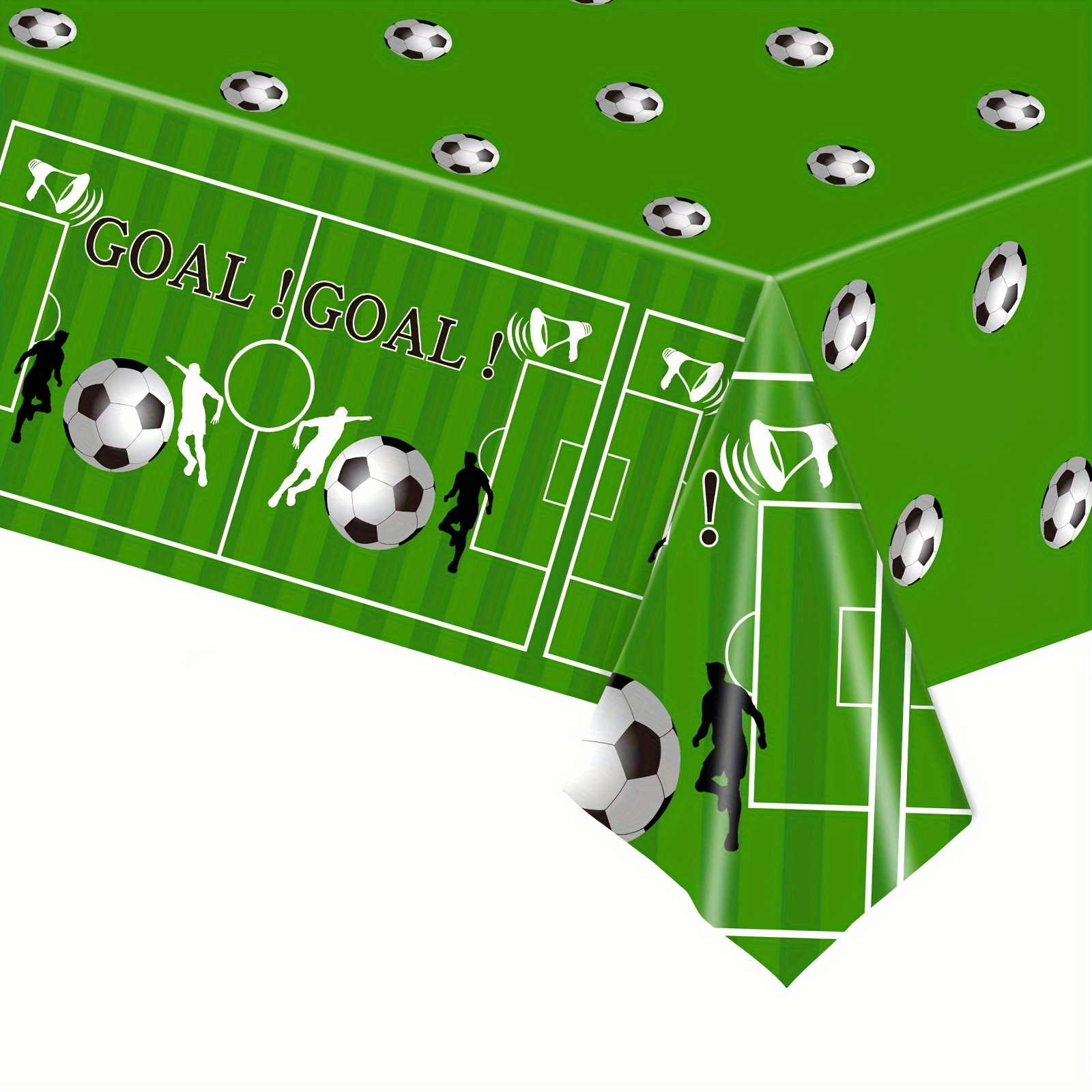 

Soccer Theme Party Plastic Tablecloth - 1pc Football Field Design Table Cover For Wedding, Birthday, Graduation, General Gathering & More - Durable, Machine Made Event Tablecloth - Festive Decoration