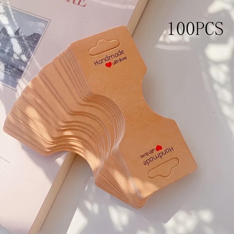 TEMU 100/50pcs Cartes de Présentation de Bracelets avec Design de Lettrage Artisanal de Cœur Rouge, Clips de Collier Robustes, Cartes d'Accessoires