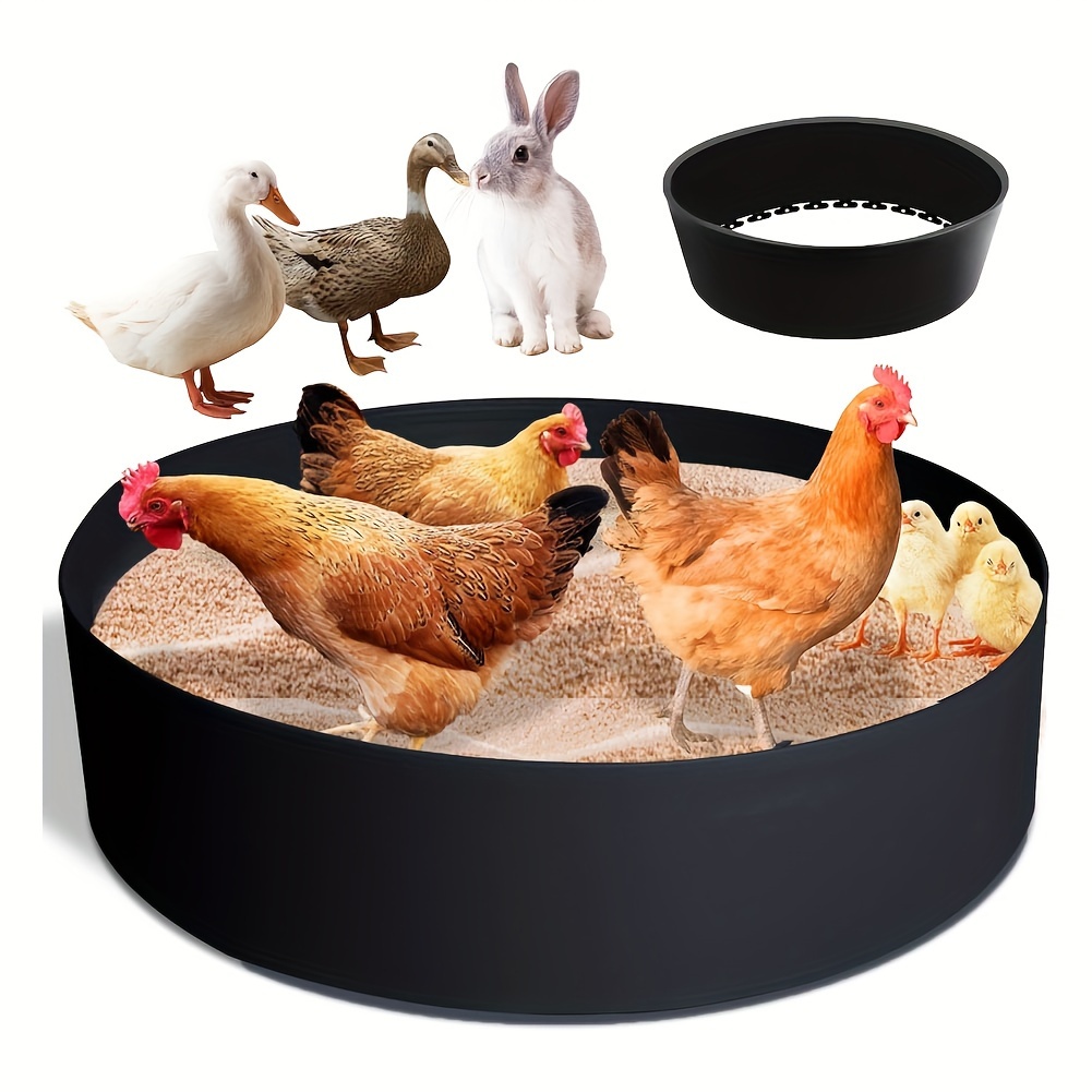 Chicken Dust Bath Tub, 25'', Bottomless Design, Pe Material, Adjustable Dust Bath For Chickens, Chicken Coop Cleaner Containe Coop Accessory