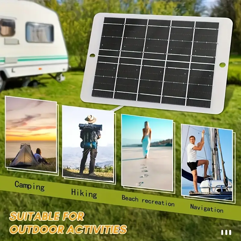 3w 5v monocrystalline solar panel charger with usb port portable outdoor solar charger for phones tablets flashlights cameras small fans compact lightweight design for camping hiking phone charger camping cable with connectors emergency charging foldable charging highefficiency charging emergency preparedness Product details 1
