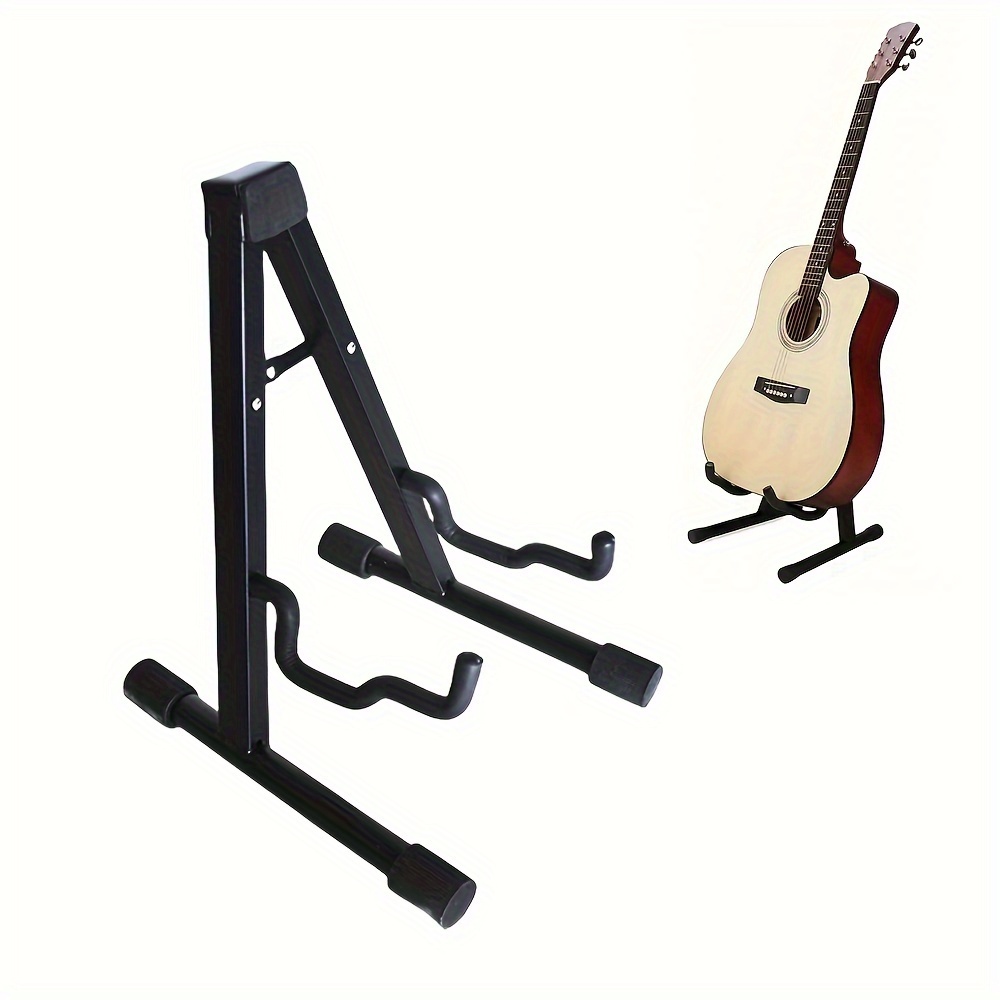 

Stainless Steel A-frame Guitar Stand With Non-slip Rubber Arms - Foldable Holder For Acoustic, Electric, Bass Guitars, Ukulele & Banjo
