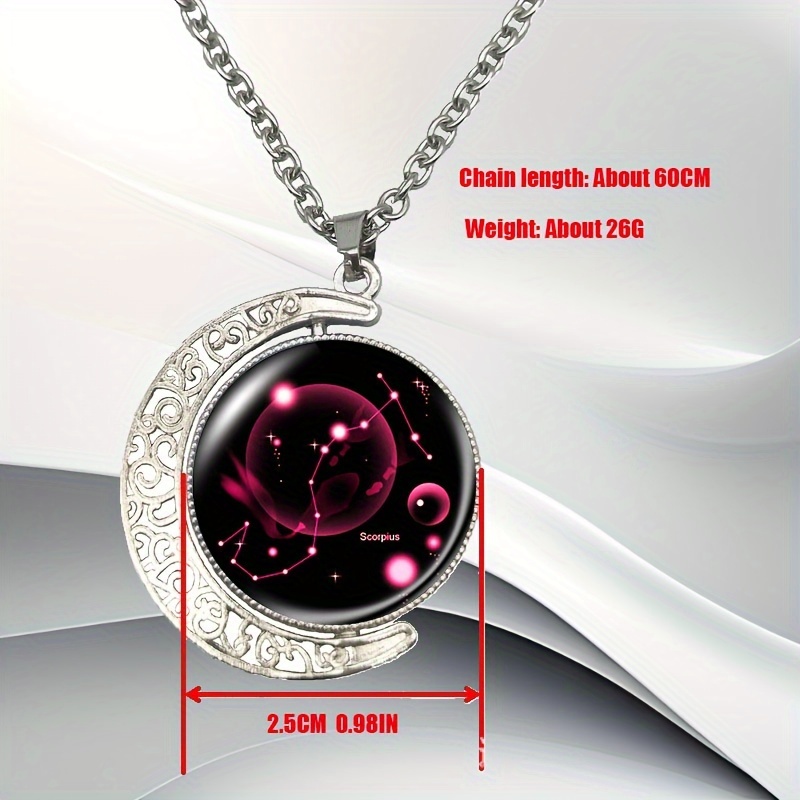 1pc constellation theme luminous artificial gemstone crescent rotating pendant perfect gift