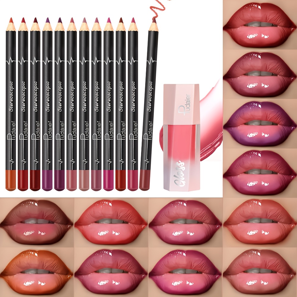Waterproof 13pcs/set Nude Matte Lip Liner Long-lasting Lipstick Lightweight Non-drying Earthy Tones For Casual Attire Velvet End Lip Color Matte End | Texture Halloween