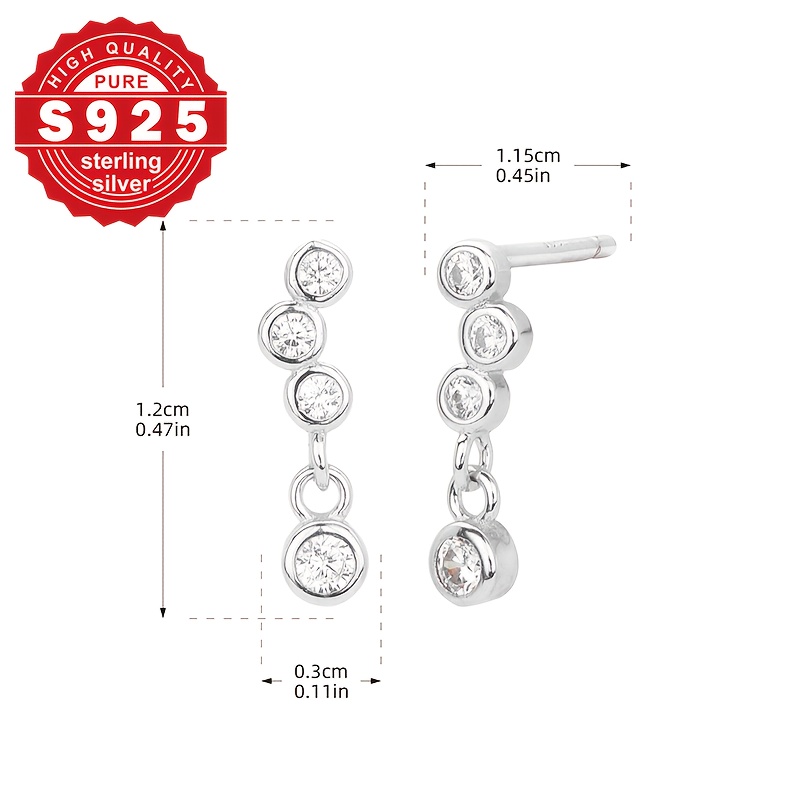 Women's Round Tassel 925 Sterling Silver Stud Earrings