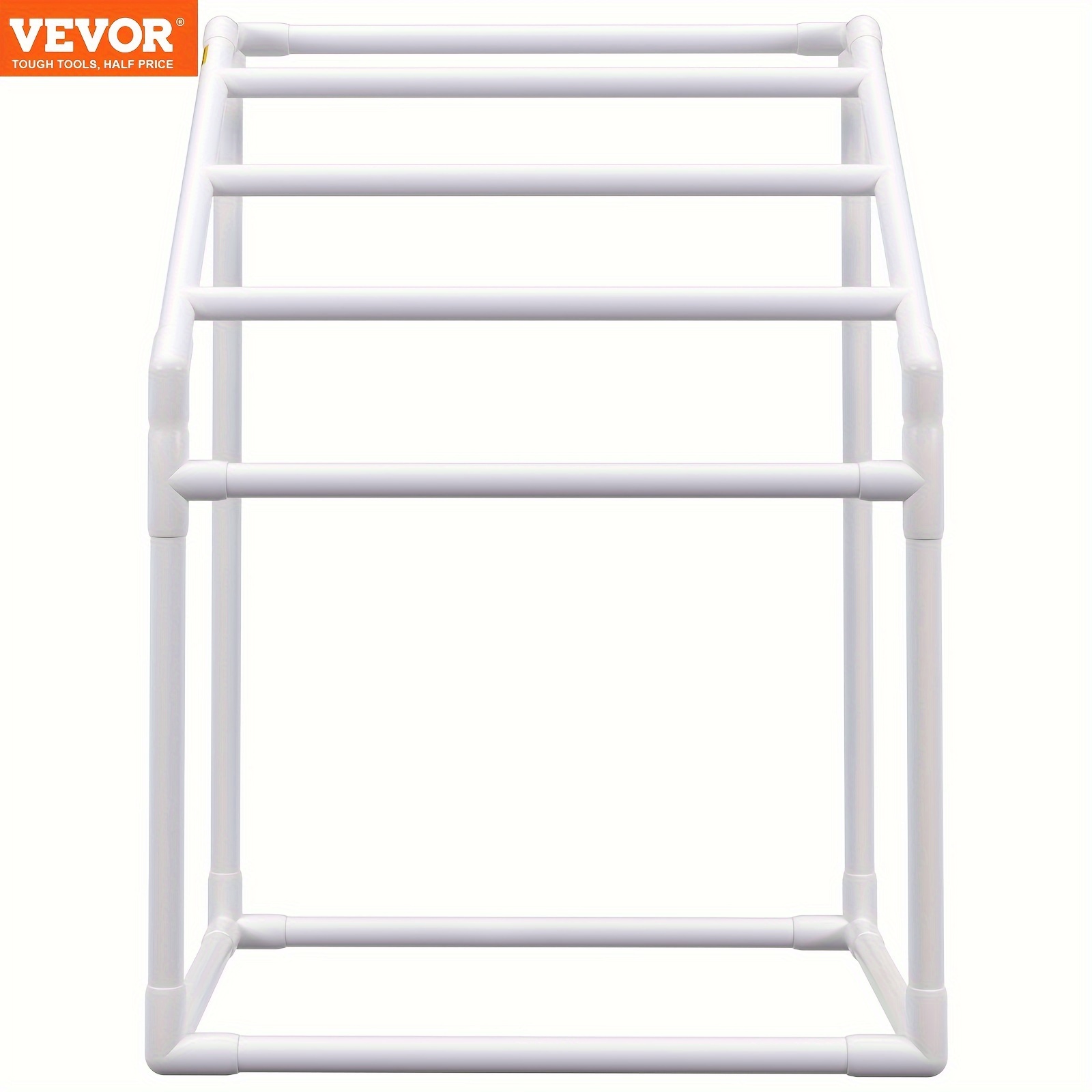 

1 Set Pool Towel Rack, 5 Bar, White, Freestanding Outdoor Pvc Trapedozal Poolside Storage Organizer, Include 8 Towel Clips, Mesh Bag, Hook, Also Stores Floats And Paddles, For Beach, Swimming Pool