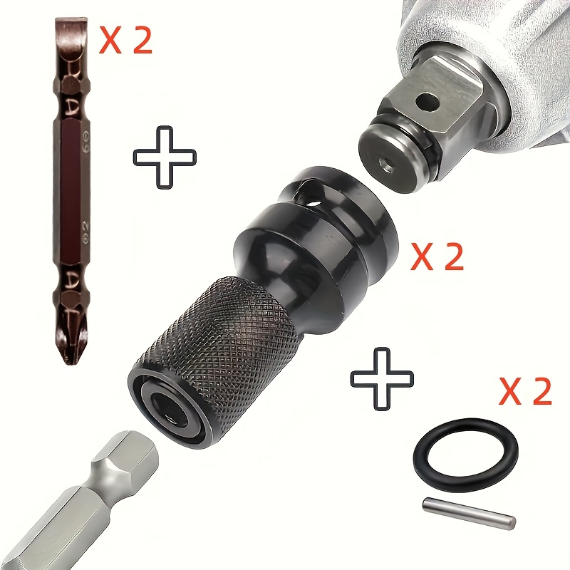 TEMU [8 Pack] Heavy Duty 1/2" To 1/4" Hex Shank Adapter, Socket Extender For Impact Wrench, Professional Power Tool Converter With Durable Brown