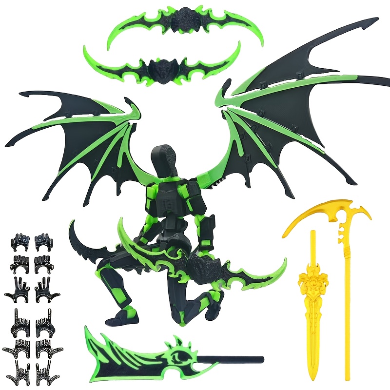 Image of 1pc Warrior Figure With Pair Of Wings, Weaponry (, Sword, Lance) & 6 Posable - Pre-assembled Collectible Action Figure Suitable For Desk Decor, 3d Printing Enthusiasts & Display