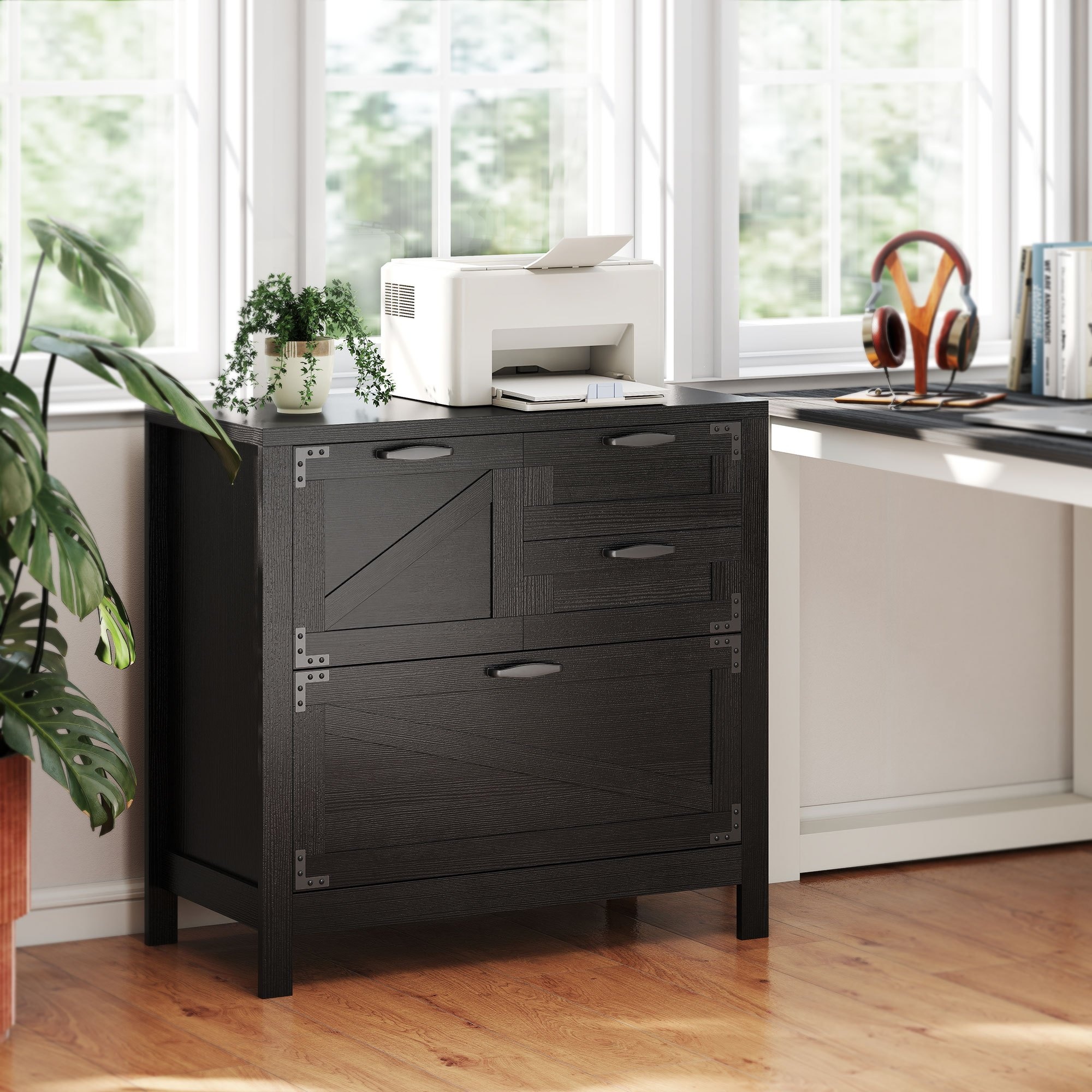 TEMU HOMCOM à 4 tiroirs pour dossiers Lettre/A4/Legal, Noir - Essentiels de bureau, Âme en bois et construction robuste avec tirants solides. Idéal