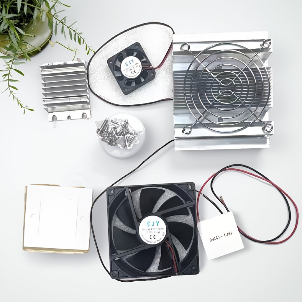 mini air conditioner diy kit compatible for small spaces 12v   thermoelectric peltier cooling heating system with heat sink conduction module compact portable   electronic enclosures science projects no compressor Product details 2