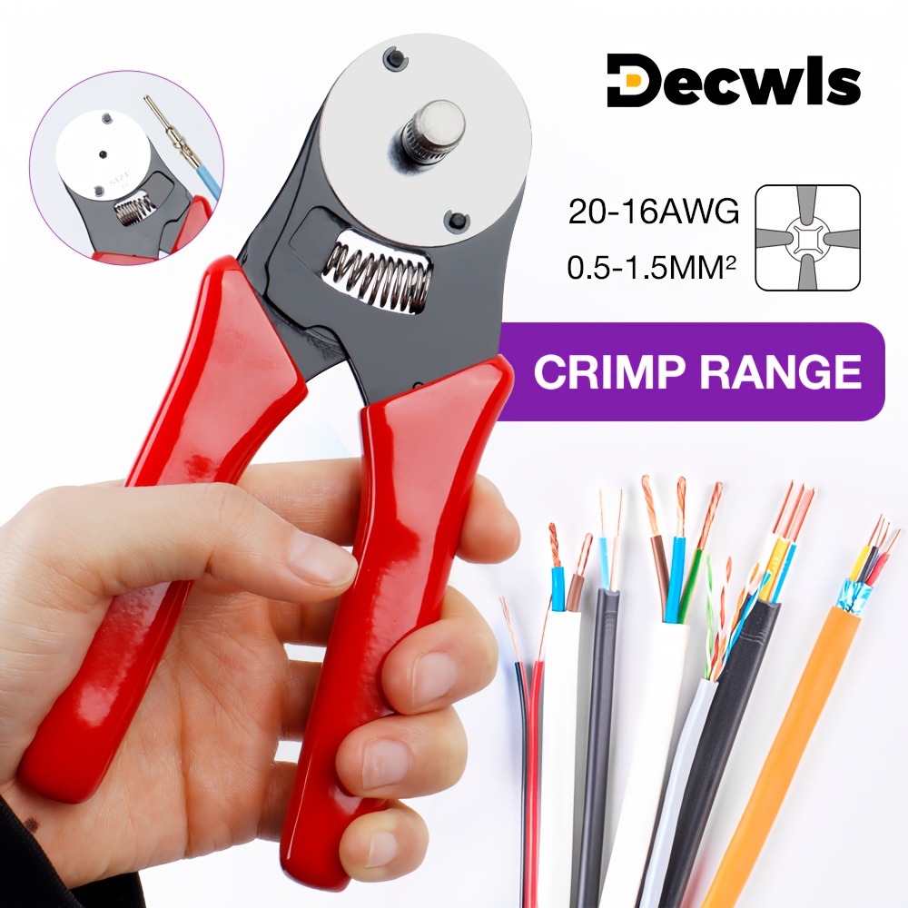 Professional Deutsch Connector Crimper Plier, AWG 30-12 Manual Crimping Pliers, with Adjustable Positioner, Anti-slip Handle, Four Mandrel Synchronous Crimping, Terminal Crimper Tool for Deutsch Connectors.