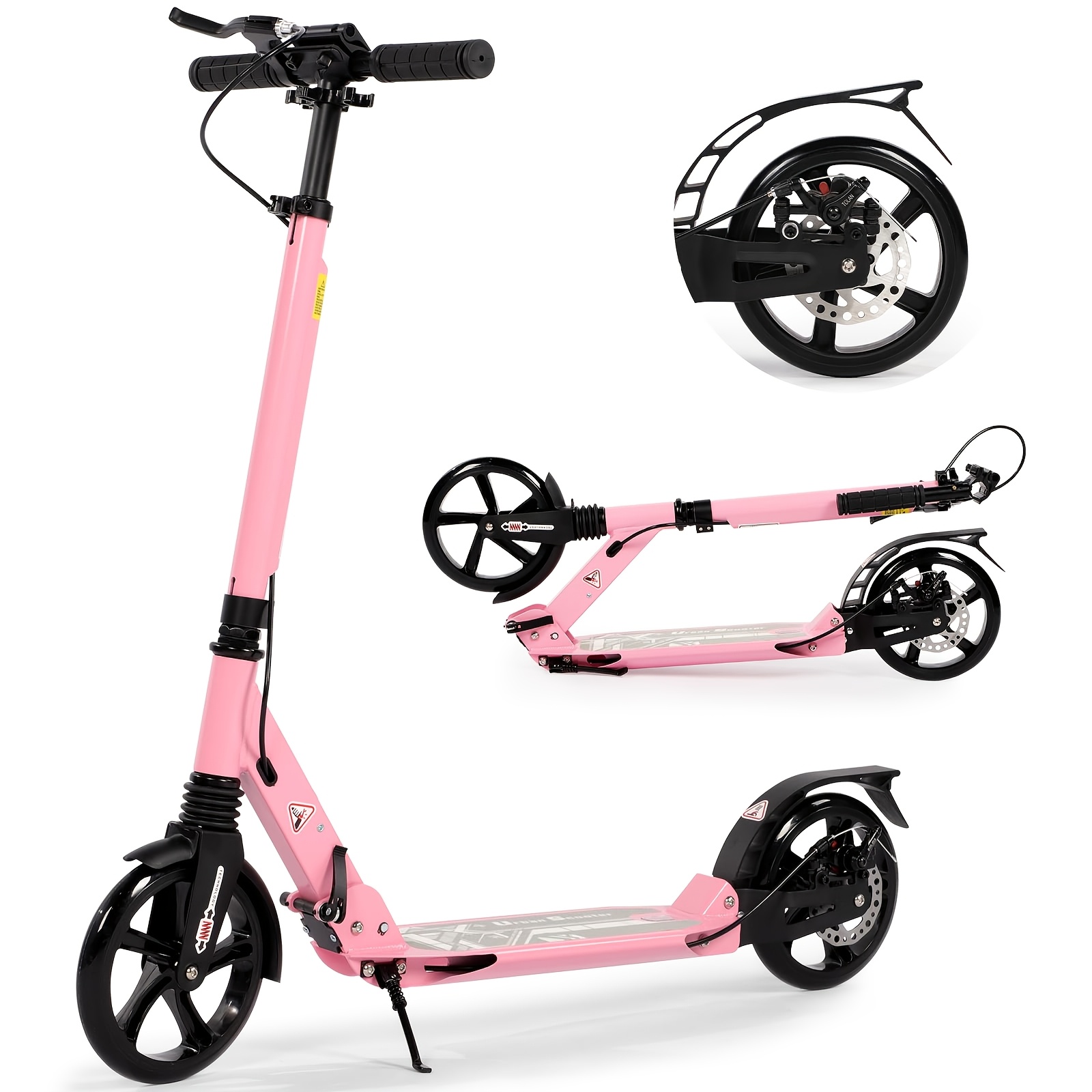 Image of Adult Kick Scooter, Non-motorized With 200 Mm Large Wheels, Features Disc Brakes, Back Strap, And Double Suspension, Foldable Design, Without Battery