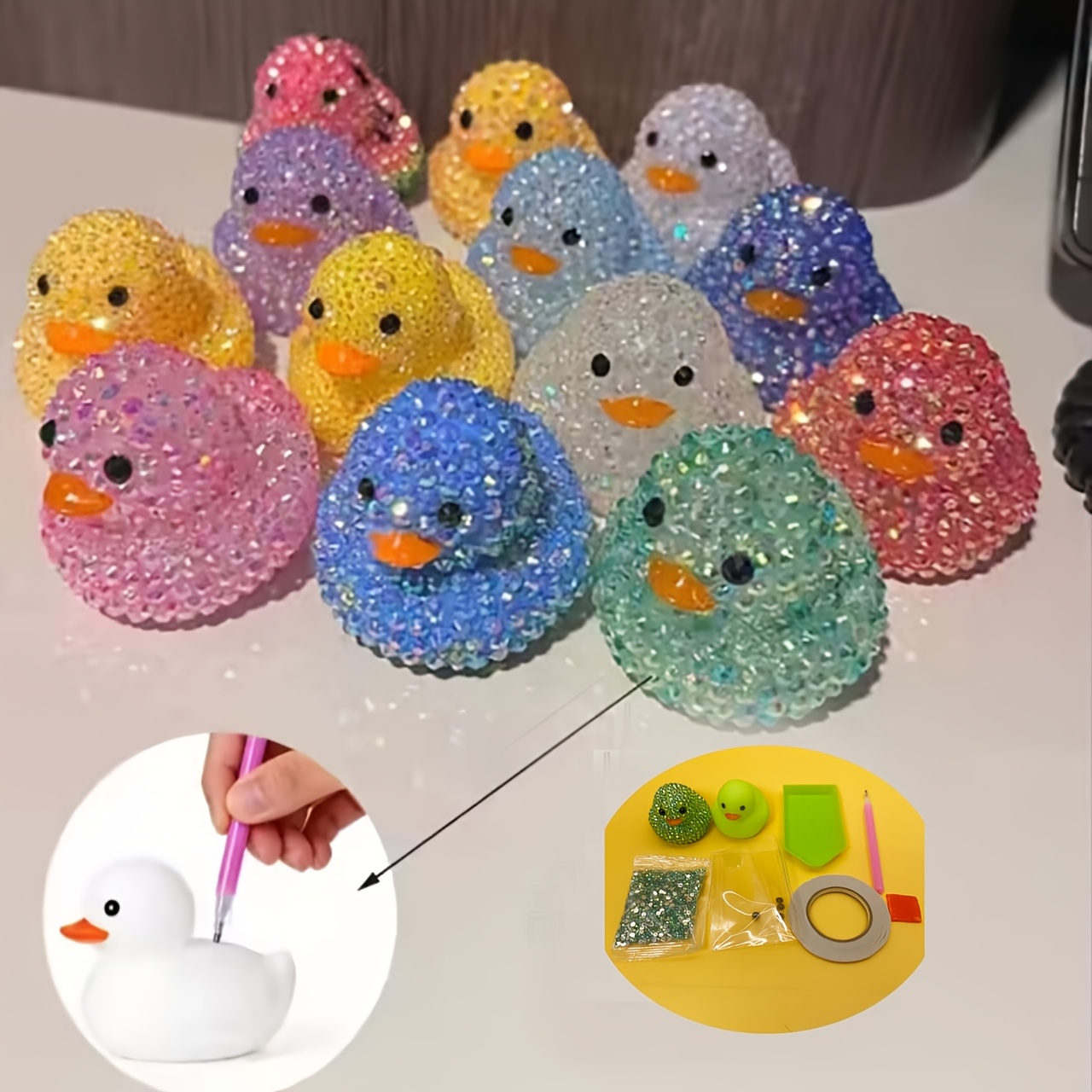 diy diamond painting tool duck pattern set a colorful and     accompanied by handmade decorations