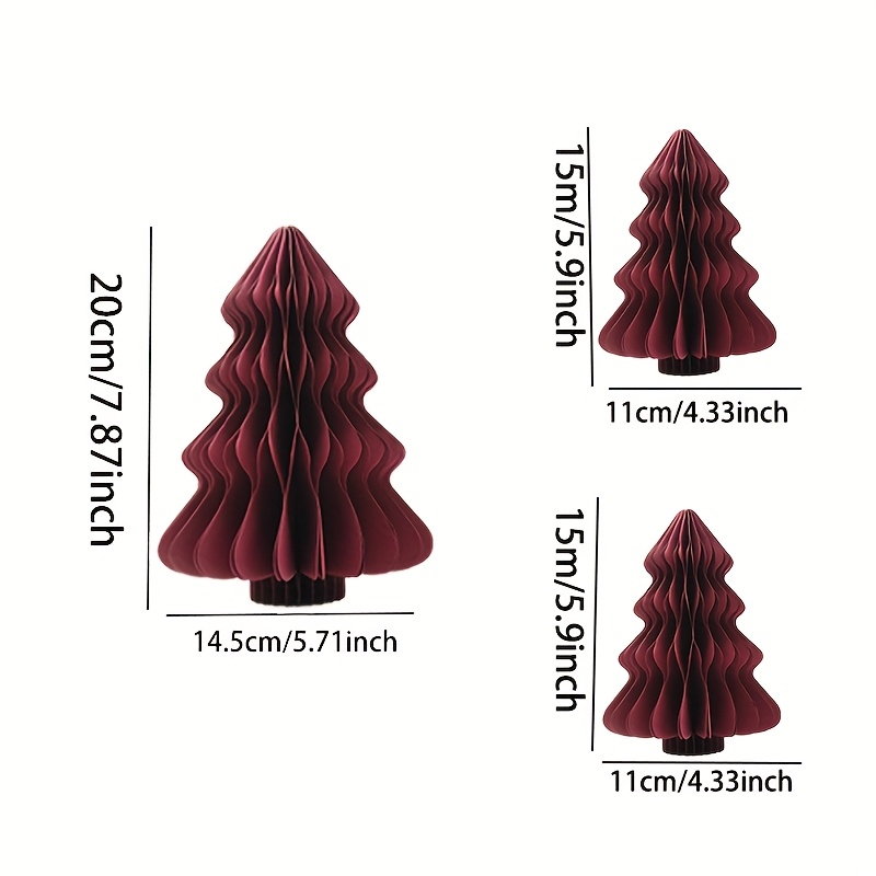 3 3d Honeycomb Paper Christmas Trees, Ideal For Decorating Homes, Offices, And Kitchens, Perfect For Christmas, New Year, Festive Gatherings, Weddings