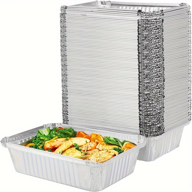 

50pcs Grandes Casseroles en Aluminium de 8.27x5.5" - Jetables, Parfaites pour la Cuisson, le Grillage & le Stockage