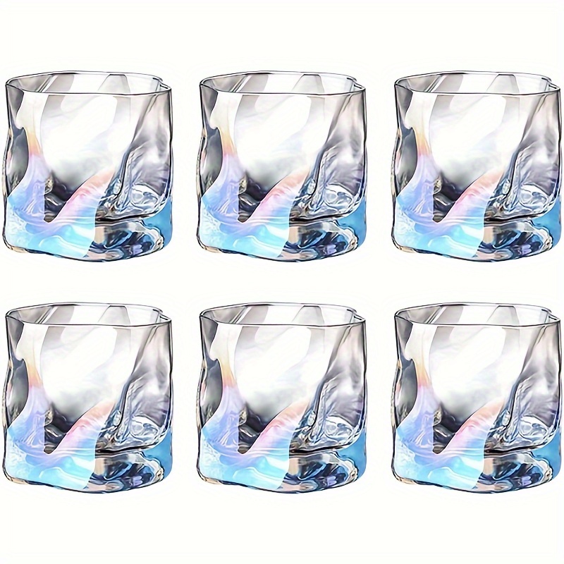Image of 6pcs-creative Twisted Glass Cup, 200ml/6.83oz-heavy Texture Drinkware, Whiskey, Coffee And Beverage Glass, Glass, Easy To Clean, Perfect For Home, Party, Bar, Restaurant, Colors