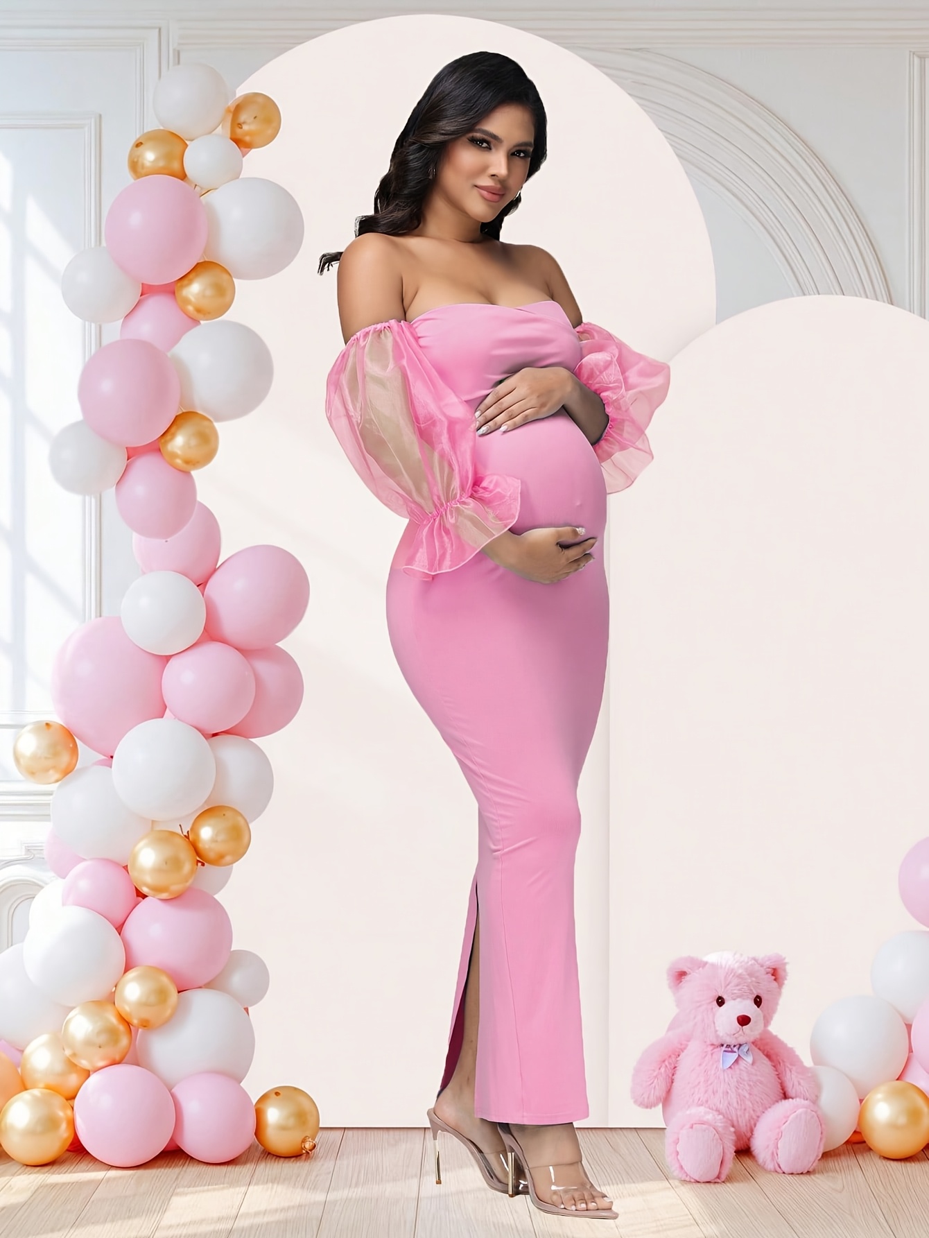 maternity birthday dress Sequin Maternity Dresses Baby Shower Gowns with Tulle Skirt – loveangeldress