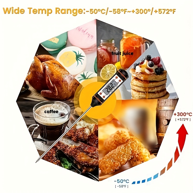 1pc Meat Food Instant Read BBQ Garden Kitchen Outdoor Camping Cooking Barbecue Digital Thermometer Used for Milk Heating Candy Baking Grilling and Other Kitchen Gadgets