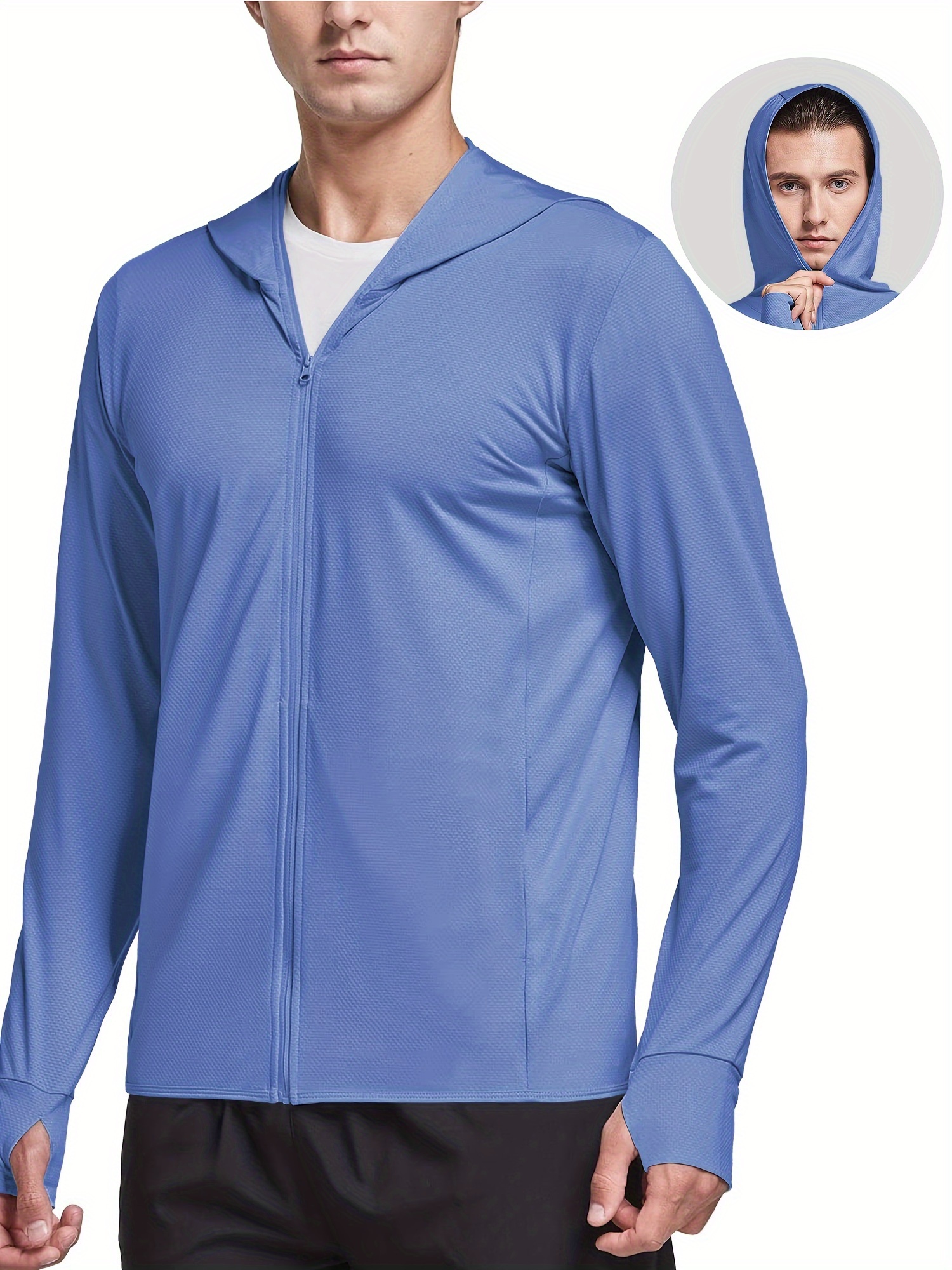 Men's Sun Protection Hooded Jacket Upf 50+ Uv Shirt Long - Temu