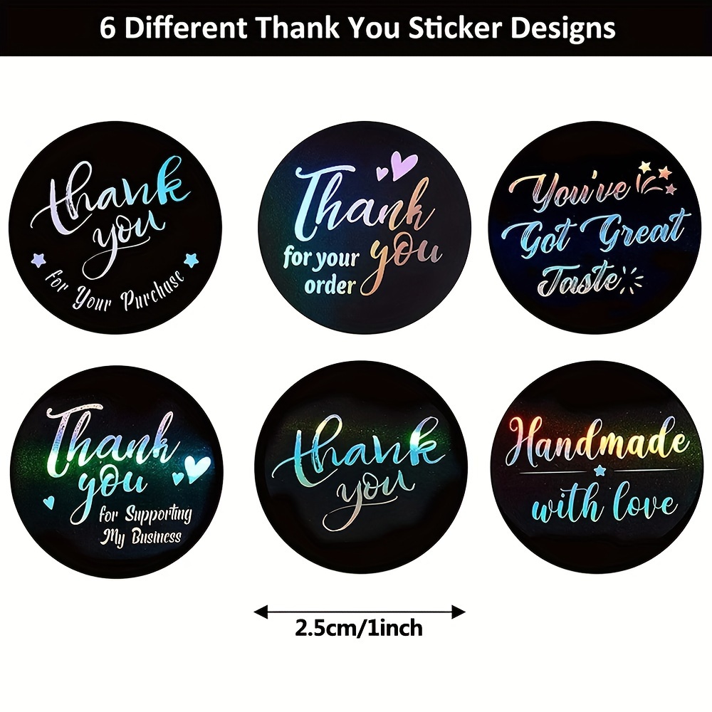 

500pcs Holographic Thank You Stickers, Self-adhesive Paper Labels, Round Single-use Appreciation Seals For Business, Bags, Boxes, Envelopes, Mailing, Gifts