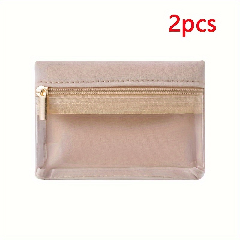 E-shop 2er-Set tragbare Schmuckaufbewahrungstasche. Schmuckaufbewahrungstasche aus Samt-PVC, Ohrring-Ring-Armband-Aufbewahrungstasche,
