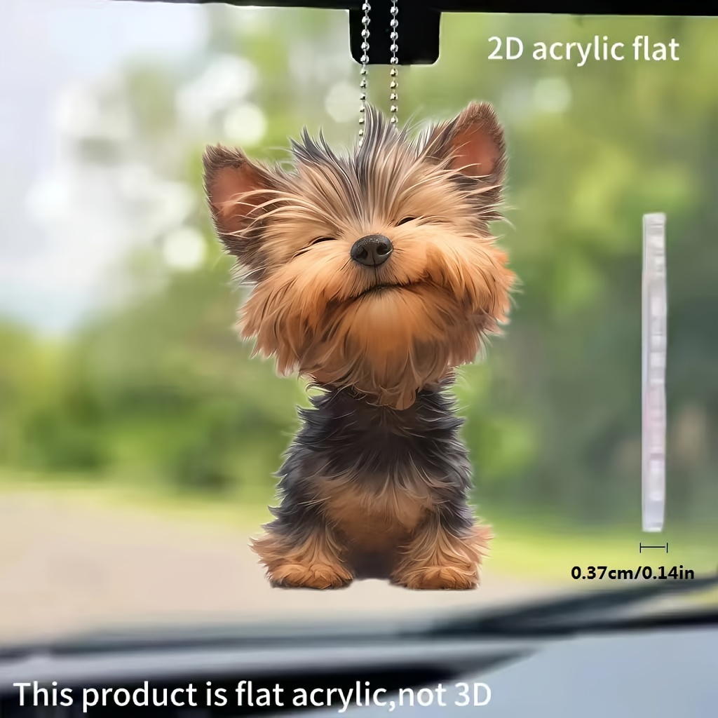 

1pc Acrylic Yorkshire Terrier Hanging Ornament For Vehicle Mirror, Keychain Cool Pendant, Valentine's Day And New Year's Decor, Charming Gift Accessory