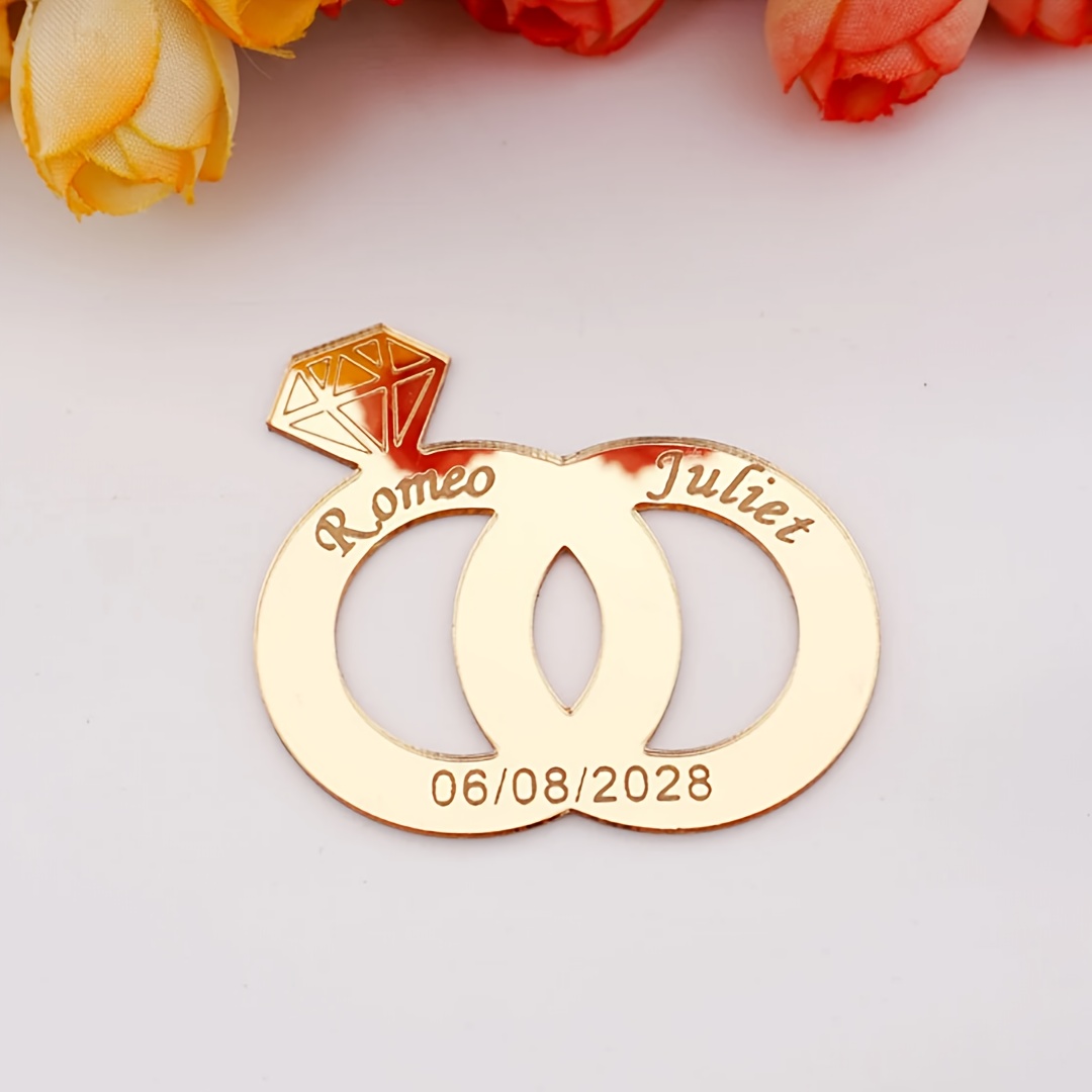 TEMU Double-layered Circular Acrylic Wedding Favors: Featuring Personalized Name And Date Tags
