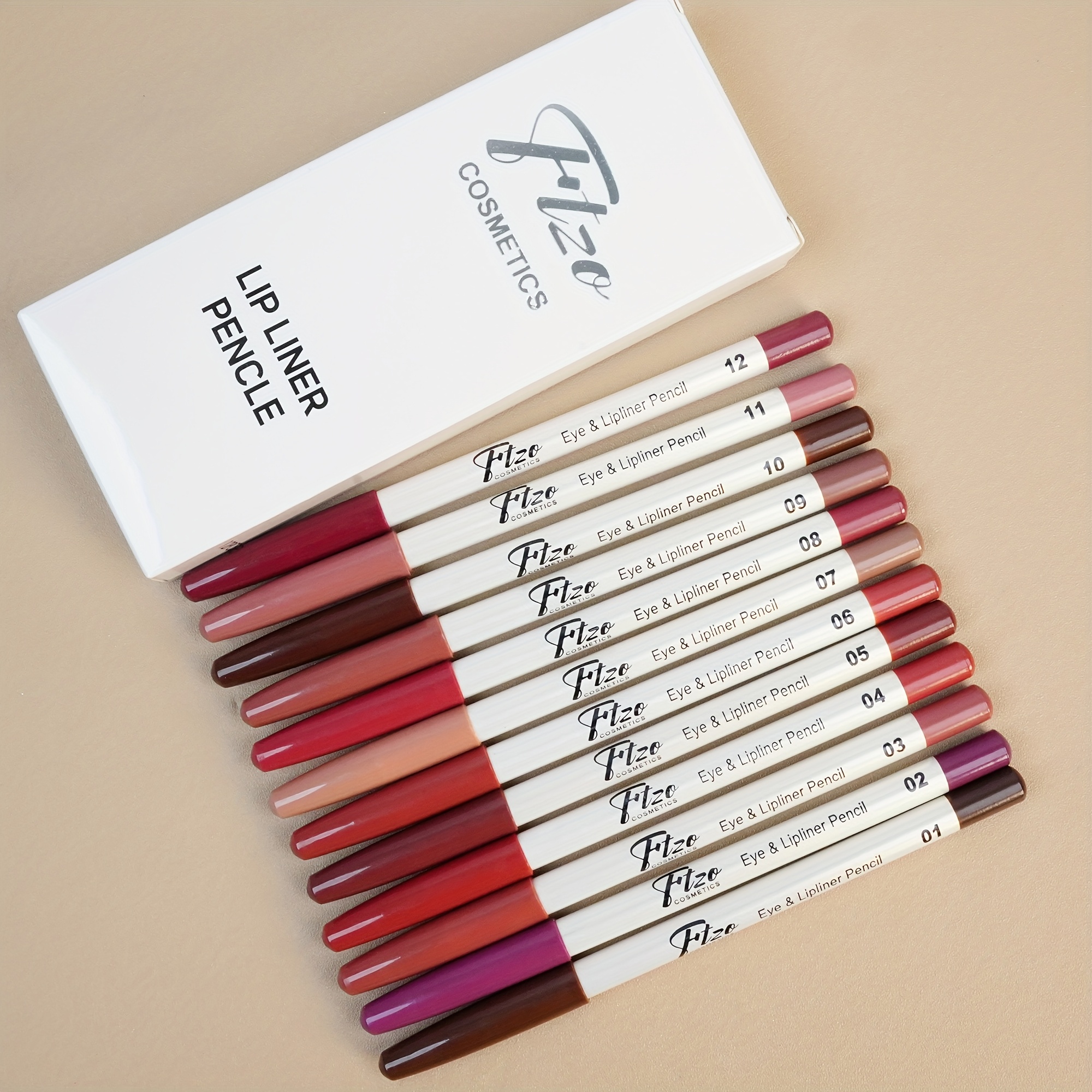 TEMU Set Of 12 Matte Smooth Lipstick Pens And Lip Liners, Long-lasting Nude Matte Makeup Lip Liners, Assorted Color Lip