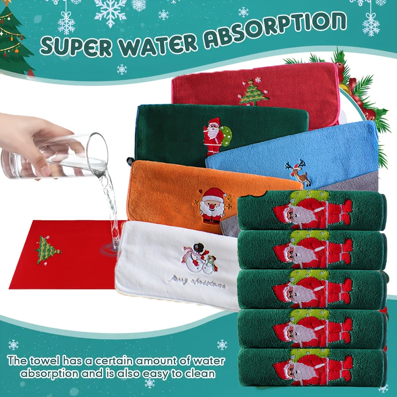 6pcs Christmas Towel Set, Hand Towels, 42-70cm, 6pcs Hand Towel Set, Ultra Soft and Thick, Quick Drying, Ideal Bathroom Supplies Suitable for Home Bathrooms, Santa Claus, Christmas Tree, Christmas Deer, Wash Cloths